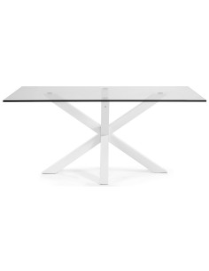 Mesa de cristal Arya 140 x 90, patas metal blanco 2