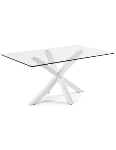 Design de tabela ARYA 160 x 90, epóxi, vidro transparente