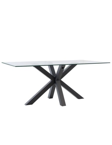 Mesa design Arya 140x90, Vidro Transparente, metal preto