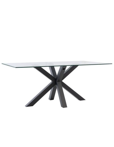 Mesa design Arya 140x90, Vidro Transparente, metal preto Mesa design Arya 140x90, Vidro Transparente, metal preto