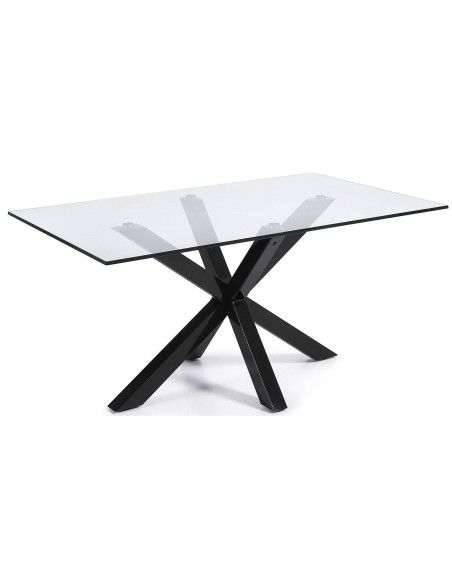Mesa de cristal ARYA140 x 90, patas metal negro