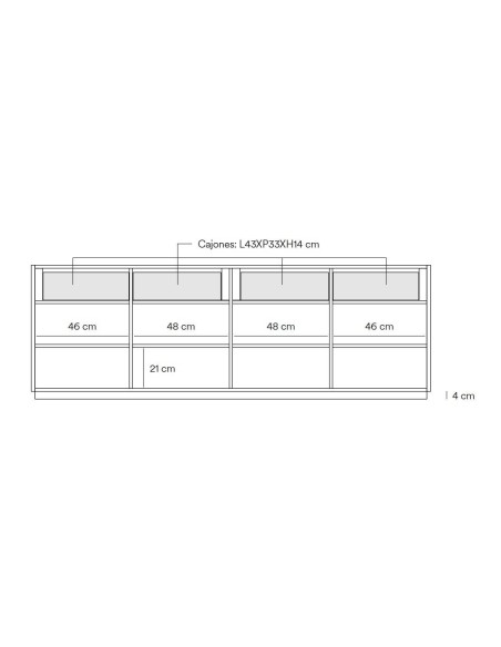 Teulat aparador Doric 198x48, negro