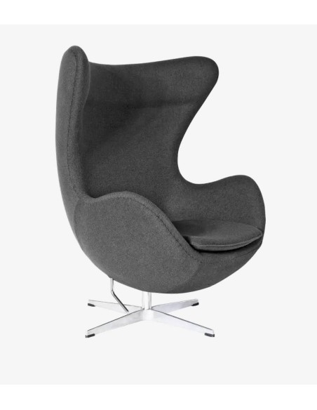 Poltrona Egg Cashmere cinza escuro. Inspirado Por Arne Jacobsen