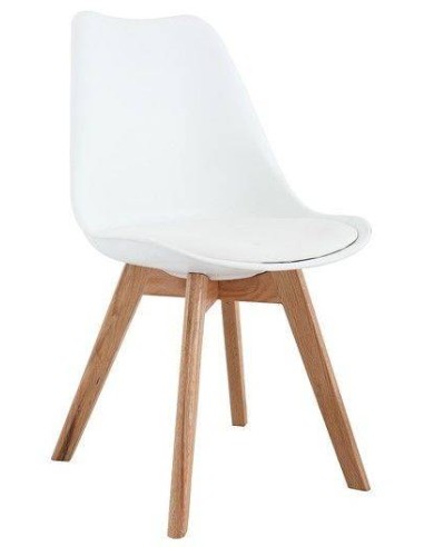 Silla de diseño nordico ACANTHA,  ABS blanco y haya natural
