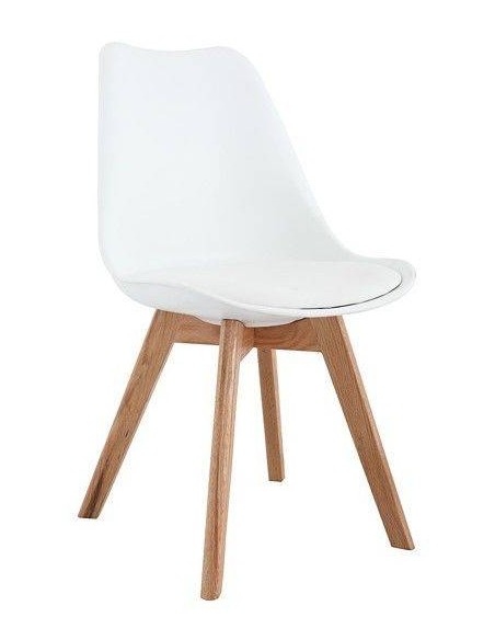 Silla de diseño nordico ACANTHA,  ABS blanco y haya natural
