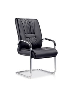 Sillón de oficina DESFLAN, fijo de patín, cromado, similpiel negra