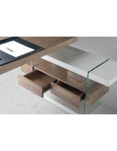 Mesa RUMBLE 140X65 (127) noz e cinza, vidro 2