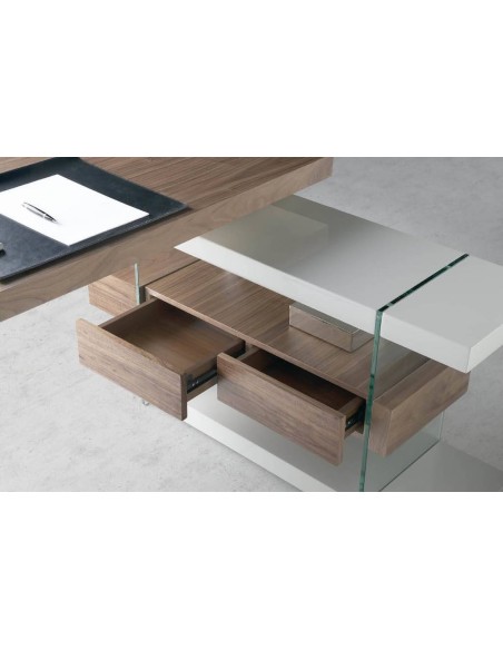 ESCRITORIO RUMBLE 140x65(127) NOGAL y GRIS, CRISTAL ESCRITORIO RUMBLE 140x65(127) NOGAL y GRIS, CRISTAL