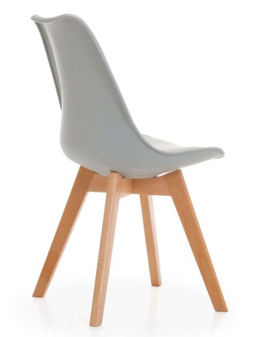 Silla de comedor nordico ACANTHA,  polipropileno y haya natural
