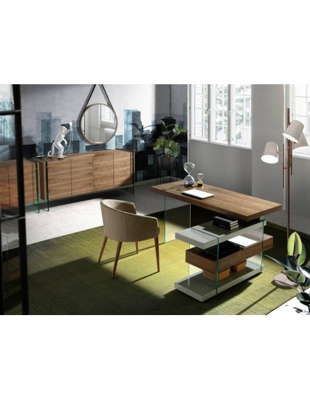 Mesa RUMBLE 140X65 (127) noz e cinza, vidro Mesa RUMBLE 140X65 (127) noz e cinza, vidro