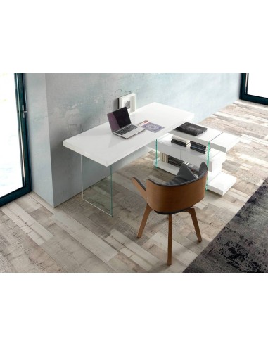 ESCRITORIO RUMBLE 140x65 (127) blanco, CRISTAL