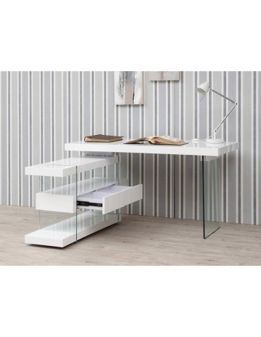 Mesa de trabalho RUMBLE 140X65 (127) branco, vidro