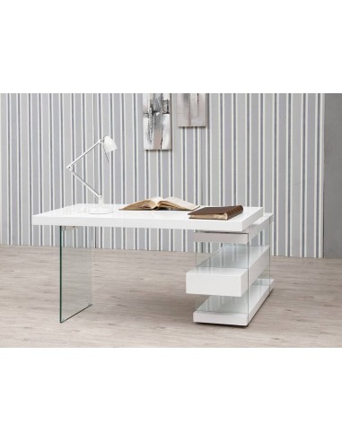 Mesa de trabalho RUMBLE 140X65 (127) branco, vidro