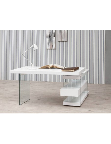 Mesa de trabalho RUMBLE 140X65 (127) branco, vidro Mesa de trabalho RUMBLE 140X65 (127) branco, vidro