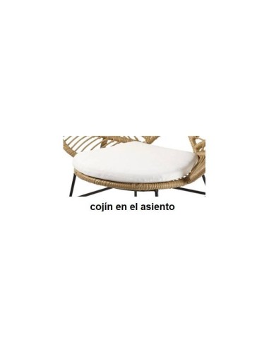 Poltrona TARTARA, metal, almofada, rattan bege.