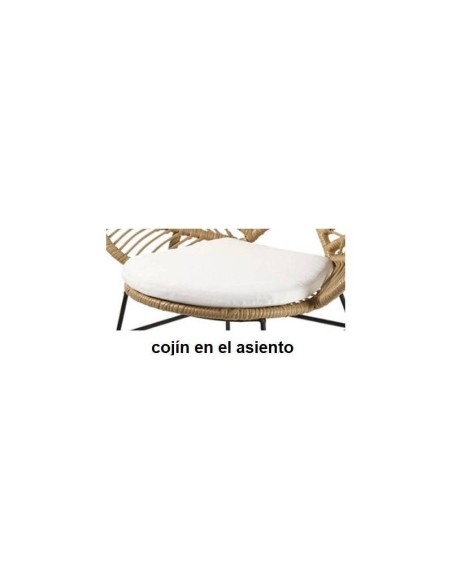 Poltrona TARTARA, metal, almofada, rattan bege.