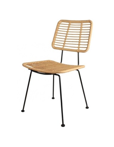 Silla MATRASA, metal, ratán beige.