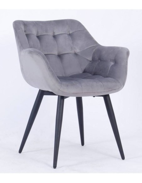 Silla con brazos FABIAN, metal, tapizado velvet.
