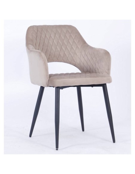 Silla con brazos HORIO, metal, tapizado velvet.