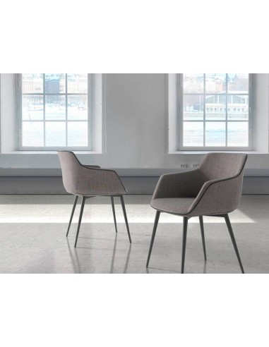 Cadeira com braços Atvance, tecido cinza, aço preto