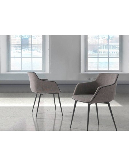 SILLA con brazos Atvance, TELA gris, ACERO NEGRO