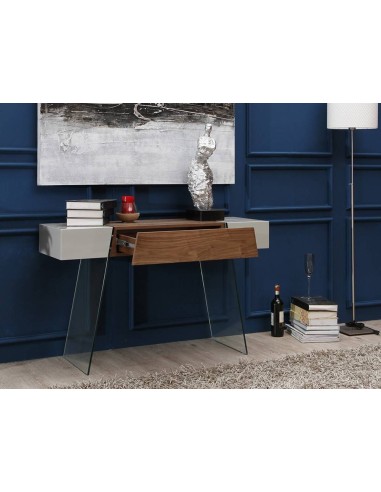 Console Faraó 120x40 madeira nogueira, vidro