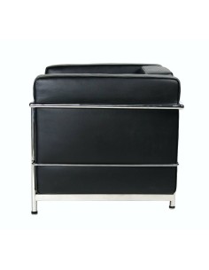 Sofá 2 plazas LECO 130 x 70, cuero negro, acero 2