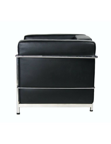 Sofá 2 LC inspirado em Le Corbusier, pele preta