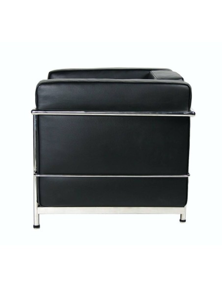 Sofá 2 LC inspirado em Le Corbusier, pele preta