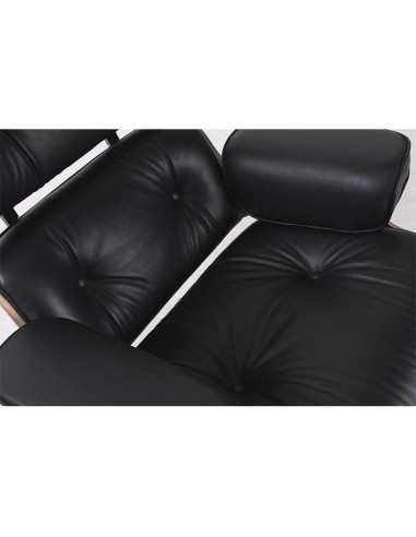 Poltrona Lounge Chair SimilPiel, preto, madeira