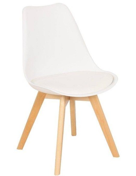 Silla Nórdica Acantha, asiento similpiel, madera y plástico