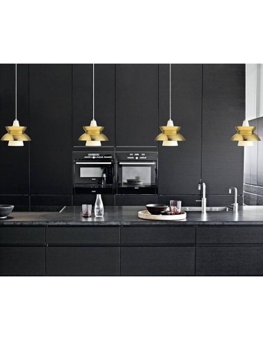 Lámpara de techo Marina, colgante, metal, dorada