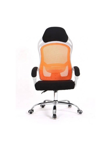 Sillón de oficina Lince, gas, sincro, malla naranja, tejido negro