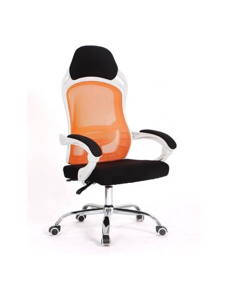 Sillón de oficina Lince, gas, sincro, malla naranja, tejido negro