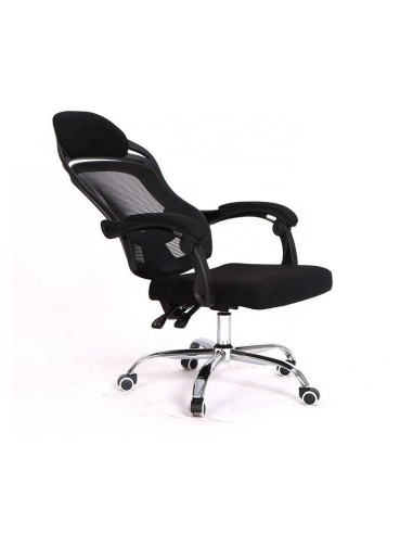 Sillón de oficina Lince, negro, alto, gas, sincro, malla y tejido negro