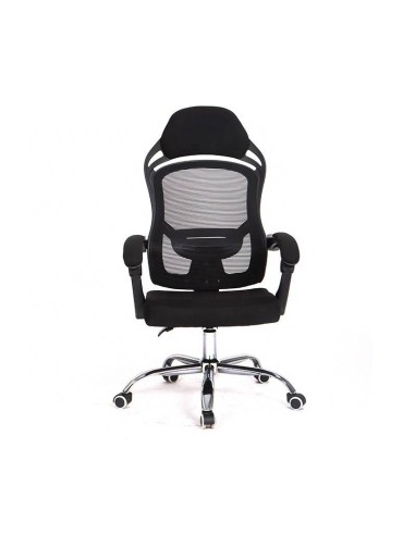 Sillón de oficina Lince, negro, alto, gas, sincro, malla y tejido negro