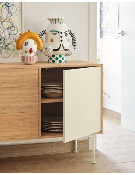 Teulat APARADOR minimalista YOKO 128x45, CREMA, ROBLE