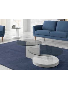 Mesa de café LEA 120x80 (65) vidro, madeira branca 2