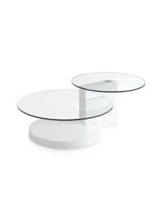 Mesa de café LEA 120x80 (65) vidro, madeira branca