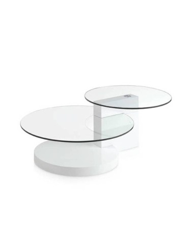 Mesa de café LEA 120x80 (65) vidro, madeira branca