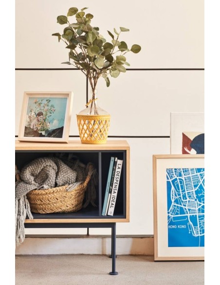 TEULAT armário TV YOKO 180X40, cinza antracite, Carvalho