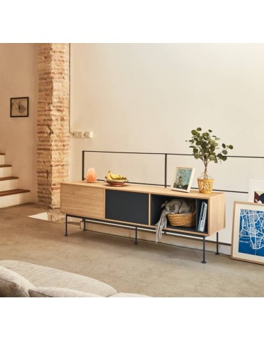 Teulat MUEBLE TV YOKO 180x40, GRIS ANTRACITA, ROBLE