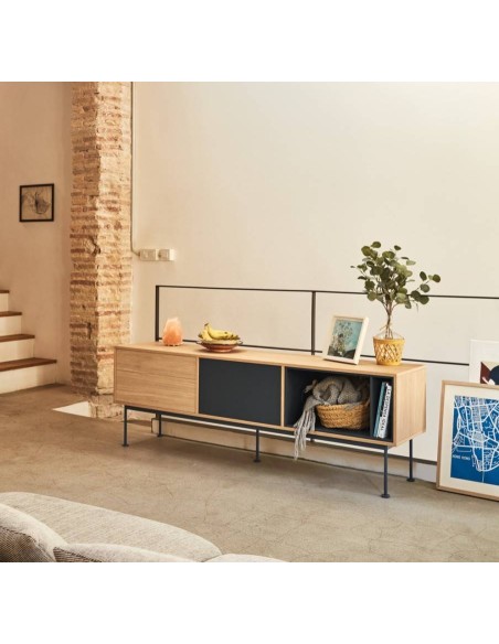 TEULAT armário TV YOKO 180X40, cinza antracite, Carvalho