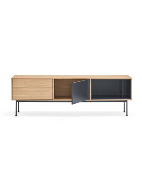 Teulat MUEBLE TV YOKO 180x40, GRIS ANTRACITA, ROBLE