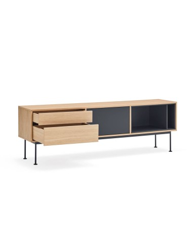 Teulat MUEBLE TV YOKO 180x40, GRIS ANTRACITA, ROBLE