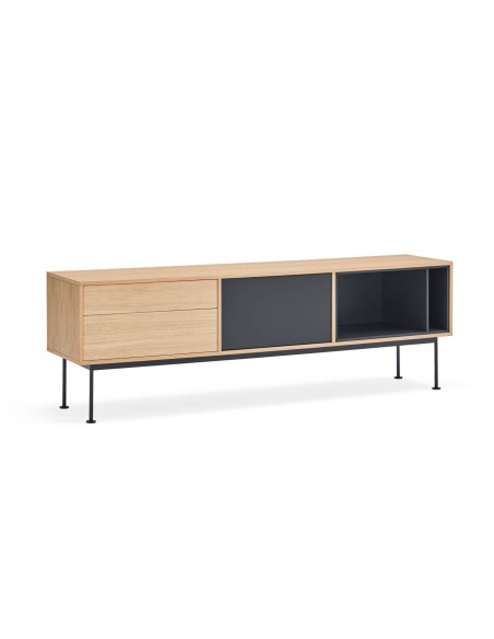 Teulat MUEBLE TV YOKO 180x40, GRIS ANTRACITA, ROBLE