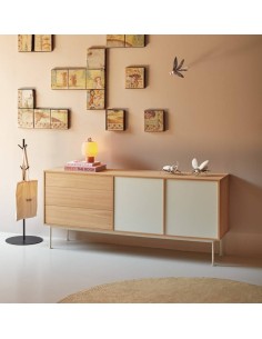 Teulat APARADOR minimalista YOKO 180x45, CREMA, ROBLE 2