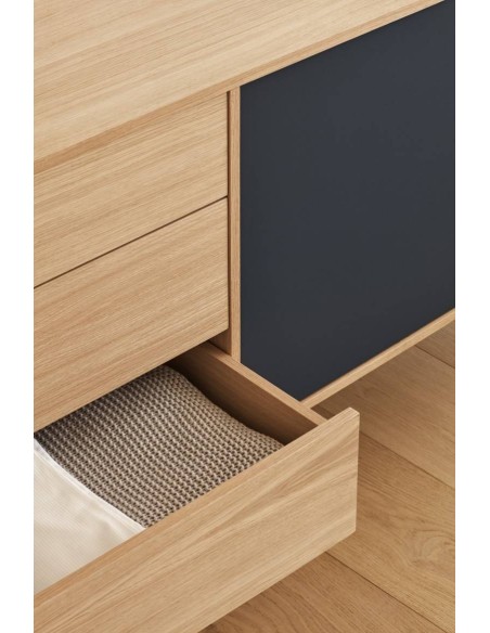 TEULAT cômoda minimalista YOKO 180X45, cinza antracite, Carvalho