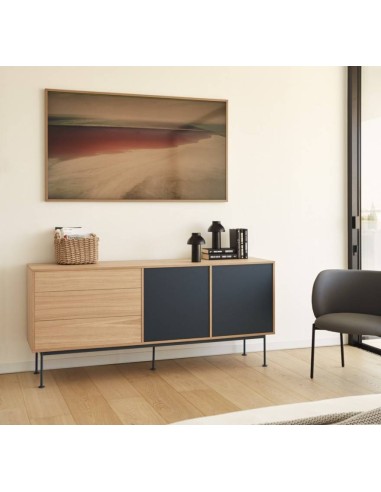 Teulat APARADOR minimalista YOKO 180x45, GRIS ANTRACITA, ROBLE