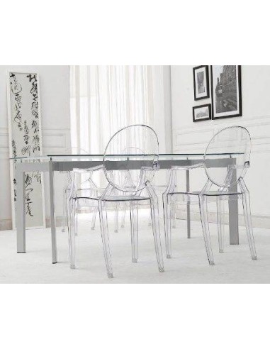 Silla de diseño Borbon, policarbonato transparente